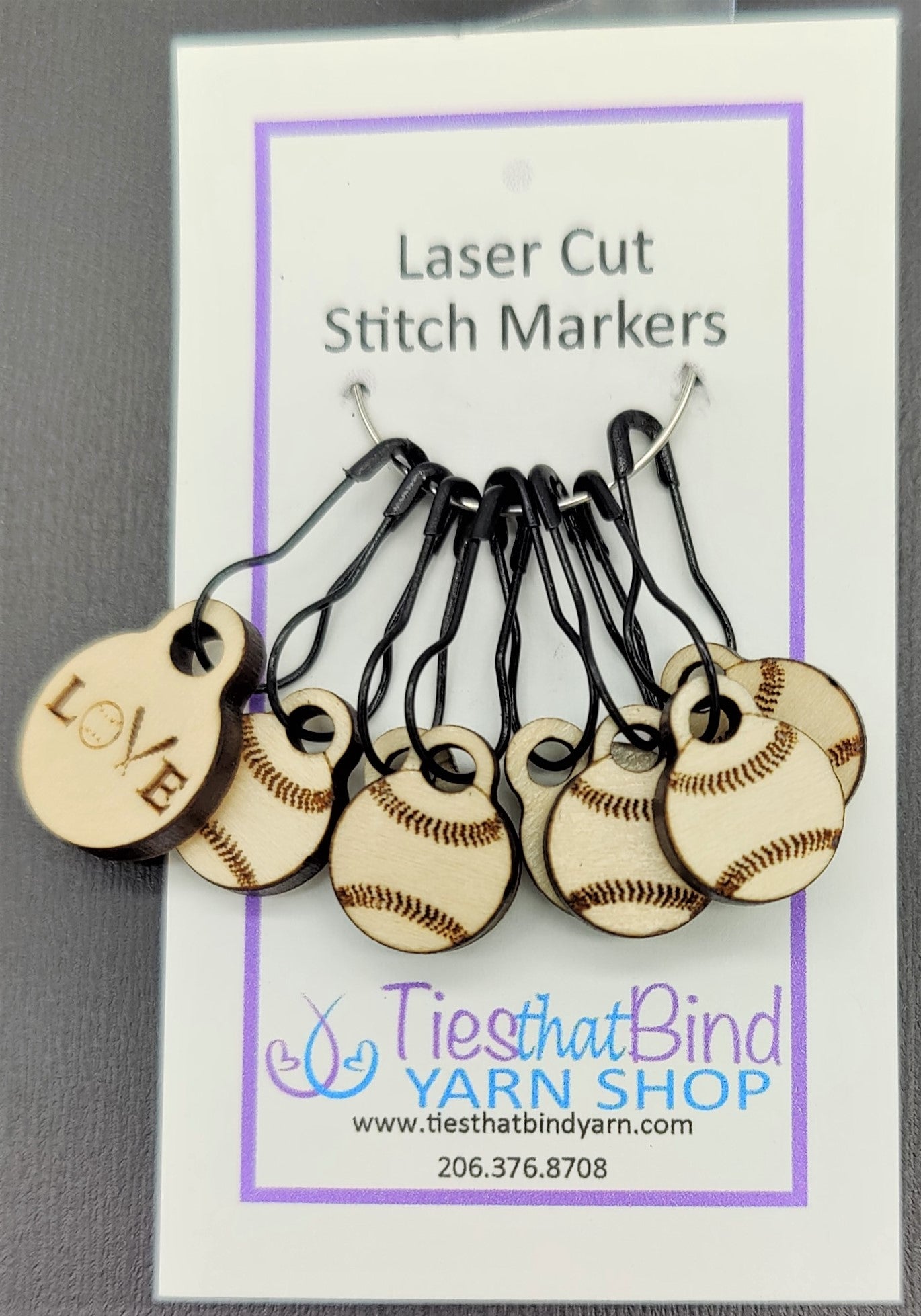 Laser Cut Stitch Markers - Wood