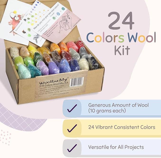 DIY 24 Colors Wool Mix Kit - Premium Merino Craft Set