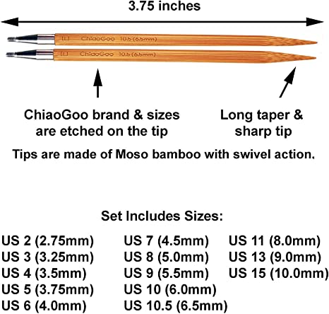Chiaogoo 4" Interchangeable Needle Sets