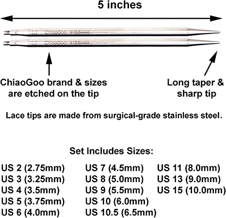 Chiaogoo 5" Twist Interchangeable Needle Sets