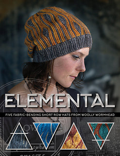 Elemental-5 fabric bending short row hats from Woolly Wormhnead