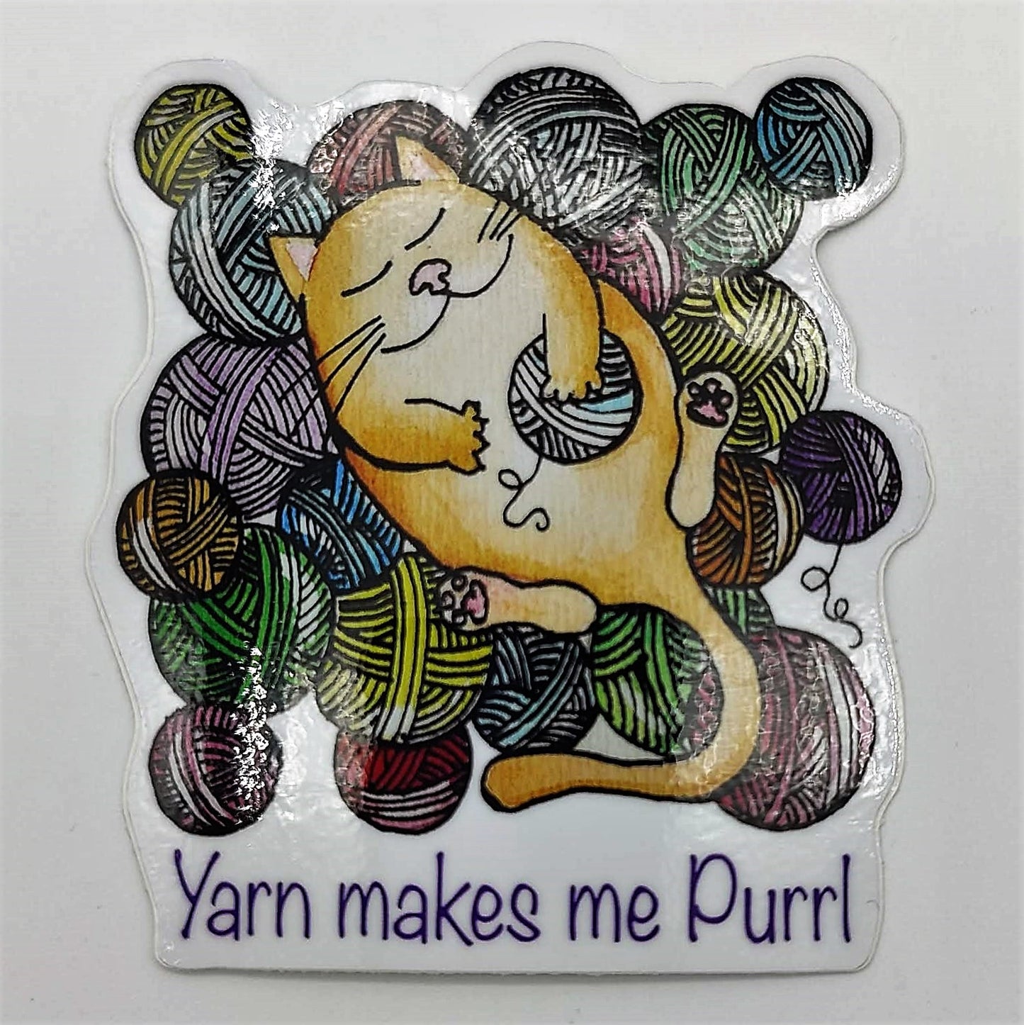 Sticker - Yarn makes me Purrl.