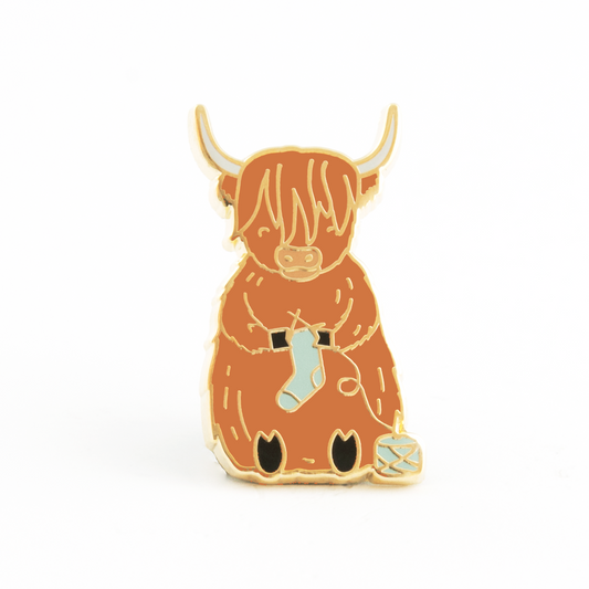 Sebastian the Scottish Highland Cow Knitting Pin